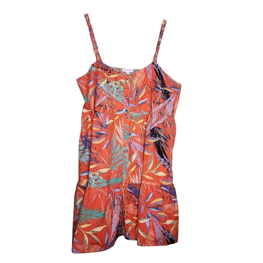 Beach Lunch Lounge Sundress Orange Tropical Leaf Boho Beach Vacation Resort XXXL